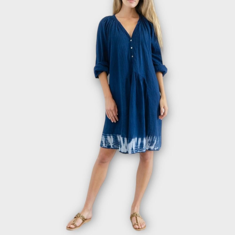 NWT HONORINE XS Tunic Dress Nuit Blue Tie Dye Designer Resort Cover Up